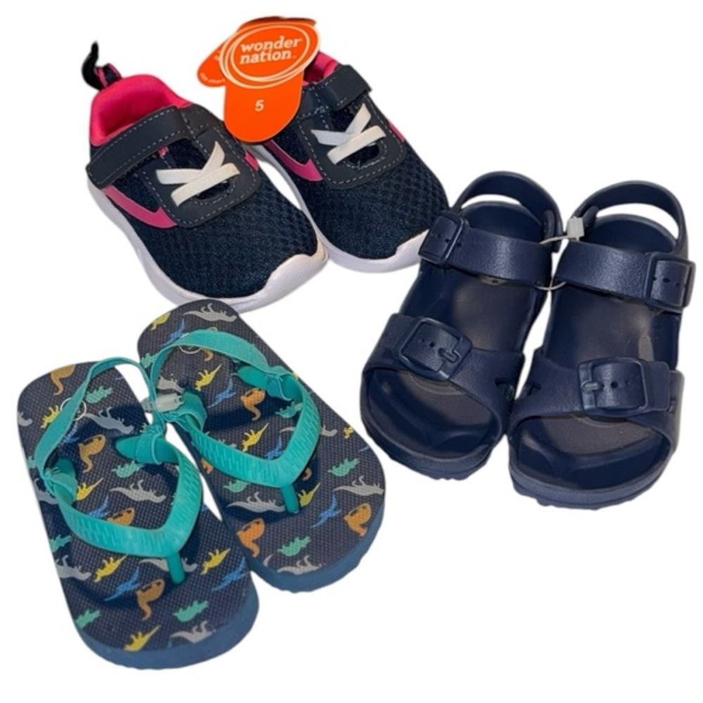Bundle of toddler shoes (3 pair) - sneakers NWT & two pair sandals